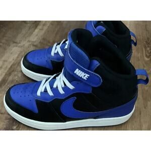 Nike®️Borough Mid 2 Ankle Sneakers Shoes Boys Blue Black Size-3Y